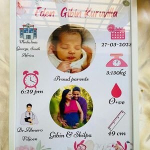 Newborn baby frame with birth details