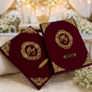 Maroon velvet booklet nikkah certificate with gold detailing, Wedding Bundle Pakistan